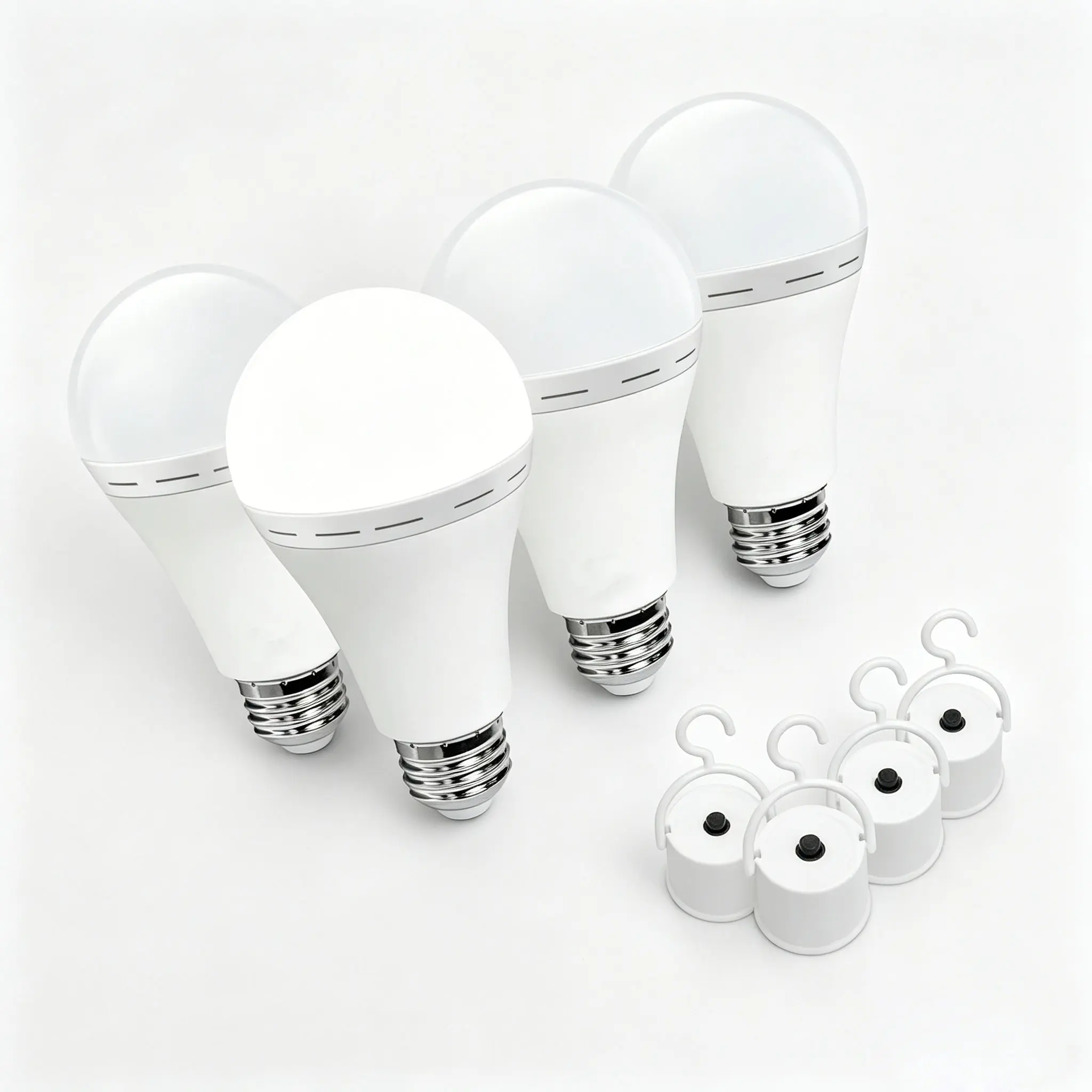Rechargeable Emergency LED Light Bulbs 4 Pack, 6500K Daylight E26 E27, 12W 60W Equivalent 1500mAh Battery Lamp, Portable for Camping Hurricane Power Outages