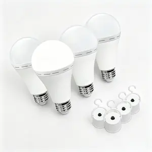 Rechargeable Emergency LED Light Bulbs 4 Pack, 6500K Daylight E26 E27, 12W 60W Equivalent 1500mAh Battery Lamp, Portable for Camping Hurricane Power Outages