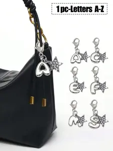 Cute Bubble Bag Charm, Lucky Star Rhinestone Pendant, Shiny Letter A-Z, Alloy Backpack Accessory, Perfect Gift for All Occasions