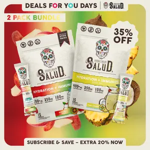 Salud 2-in-1 [Newness Duo] Agua Fresca Drink Mix, Hydration + Immunity, Electrolytes Powder, Agua Fresca Drink Mix, Elderberry, Dairy & Soy Free, Non-GMO, Gluten Free, Vegan, Low Calorie, 1g Sugar (2-Pack, 30 Servings), Deals For You Days