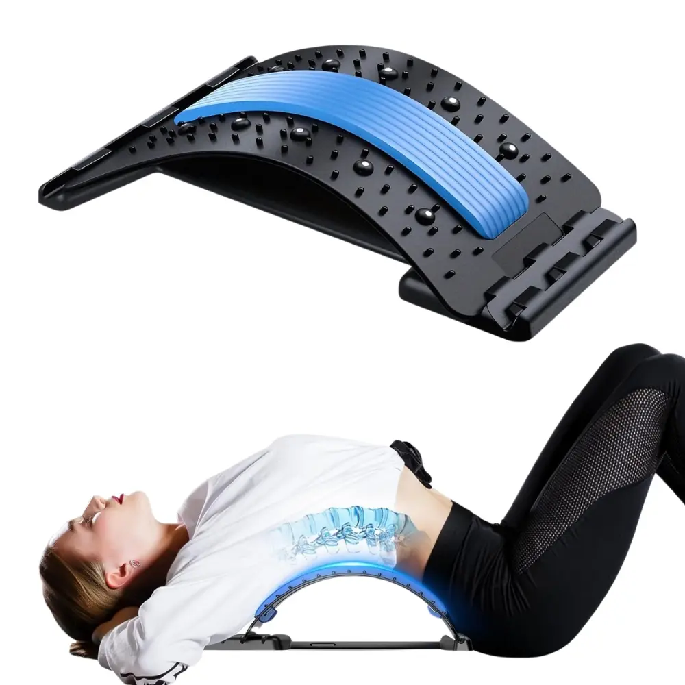 Back Stretcher for Lower Back Pain Relief, 4 Level Adjustable Lumbar Back Cracker Board, Back Cracking Device, Back Massager for Scoliosis, Spine Decompression, Adjustable Levels, Spinal Decompression Stretcher