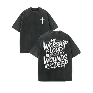My Worship Is Loud Because My Wounds Were Deep – Unisex Vintage Washed Christian Shirt, Faith-Based Graphic Tee