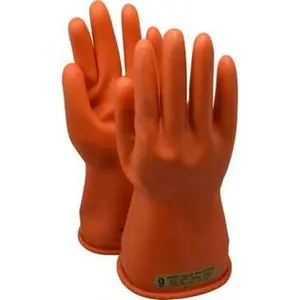 NOVAX Class 0 Orange Rubber Lineman's Long Gloves, Size L (9), 11" Long, 500 AC Max Use Voltage, 2500 AC Test Voltage, ANSI/ASTM D120 & NFPA 70E 147-00-11/9 Certified Work Safety Gloves