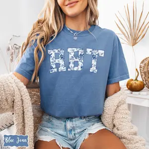 Comfort Colors RBT Floral Comfort Colors Shirt, Blue Toile Wildflower ABA, Registered Behavior Technician, Speech Therapy Analyst, RBT Behavior Therapist Top Womenswear