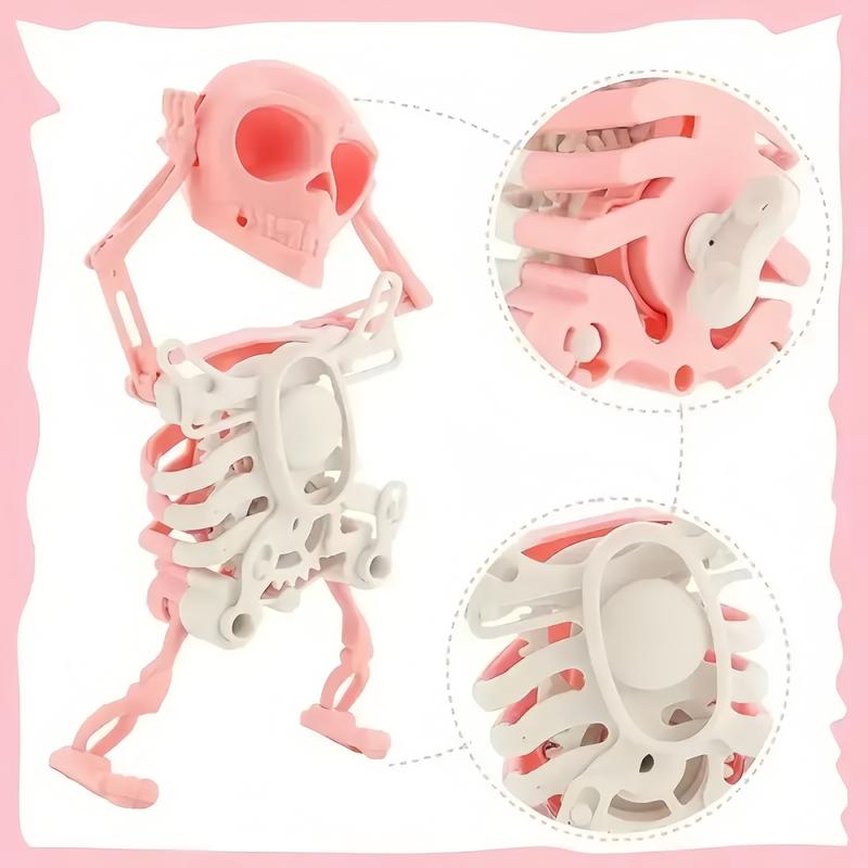 Wind-Up Dancing 3D Skeleton Toy | Poseable Plastic Doll with Movable Limbs | Battery-Free Fidget Toy for Stress Relief