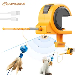 Interactive Automatic Cat Toy, 300mah Rechargeable Battery, Adjustable Feathers & Lights, Durable Design for Cats Indoors, Interactive Kitten Wand