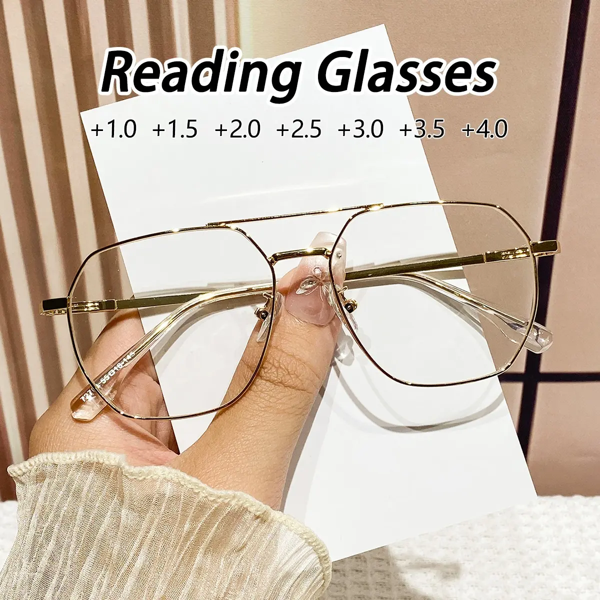 Women's Metal Square Full Frame Eyeglasses, Lightweight Luxury Simple Design, Stylish Square Frames, Trendy Frames, Fashionable Reading Glasses, Stylish Old Age Glasses, Lightweight Eyewear, Elegant Metal Frame, Geometric Frame Glasses