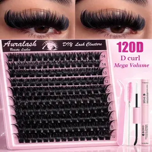 False Cluster Lashes 120D/100D, High-Quality Volume D Curl Lash Extensions Kit, Includes Tweezers, Glue & Brush, Easy DIY Application, Soft, Gentle on Eyes, Long-Lasting At-Home Lash Extension Set, Beginner Friendly / Salon Effect / Lightweight / DIY at H