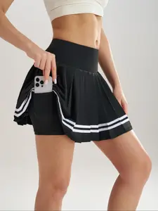 Women's 2 in 1 High Waist Athletic Sports Skort, Casual Comfy Breathable Pocket Design Skort for Indoor Outdoor Wear, Ladies Sportswear for Tennis Golf, Breathable Skorts, Casual Sporty Skort