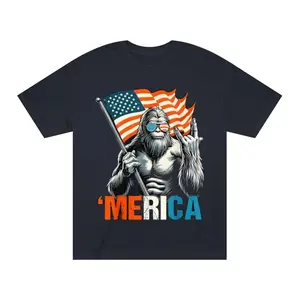 Iconic Bigfoot 'Merica Shirt, American Flag and Hand Gesture T-shirt, 4th of July Tee, Patriotic Shirt, 100% Cotton Top