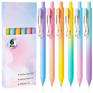 Gel Pens 6 Pcs Smooth Writing Pens No Bleed & Smear Black Ink Fine Point Retractable Aesthetic Journaling Pens for Women & Men
