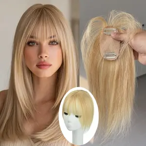 5*9cm Forehead Toppers Real Hair Extensions -Clip In Hair Toppers Wig,Thinning Hair Increase hair volume & Covering white hair,Natural Hairline Extension with Comfortable Lace Base, No Knots, No Shedding, Blonde/Brown/Black Hairpieces