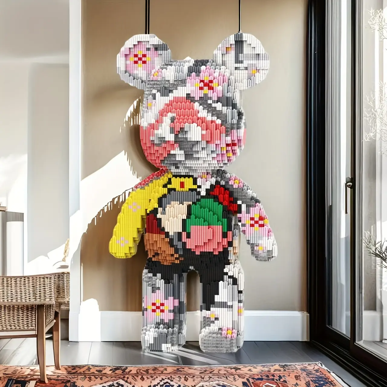 7220pcs Lucky Bear Graffiti Pattern 3D Puzzle Building Block Creative Decoration Gift for Birthday Halloween Valentine Christmas