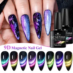 MSRUIOO 9D Rainbow Magnetic Gel Nail Polish, 8 Colors Shimmer Starry Galaxy Cat Eye Effect, Alcohol-Free Soak Off UV LED Nail Varnish for Nail Art Manicure DIY Salon