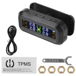 Car Tire Pressure Monitoring System, Solar Powered Digital Tire Pressure Gauge with LCD Display, Tyre Diagnostic Tools, Universal Car Accessories