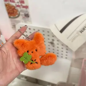 2026 New Cute Clover Fox Pendant White Fox Plush Doll Keychain Super Cute Nose Bag Hanger Couple Gift