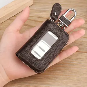 1pc Universal Car Key Fob Case, Faux Leather Car Smart Key Fob Holder, Waist Hanging Zipper Key Safeguard Case, Car Accessories, Storage & Organization, Car Key Accessories