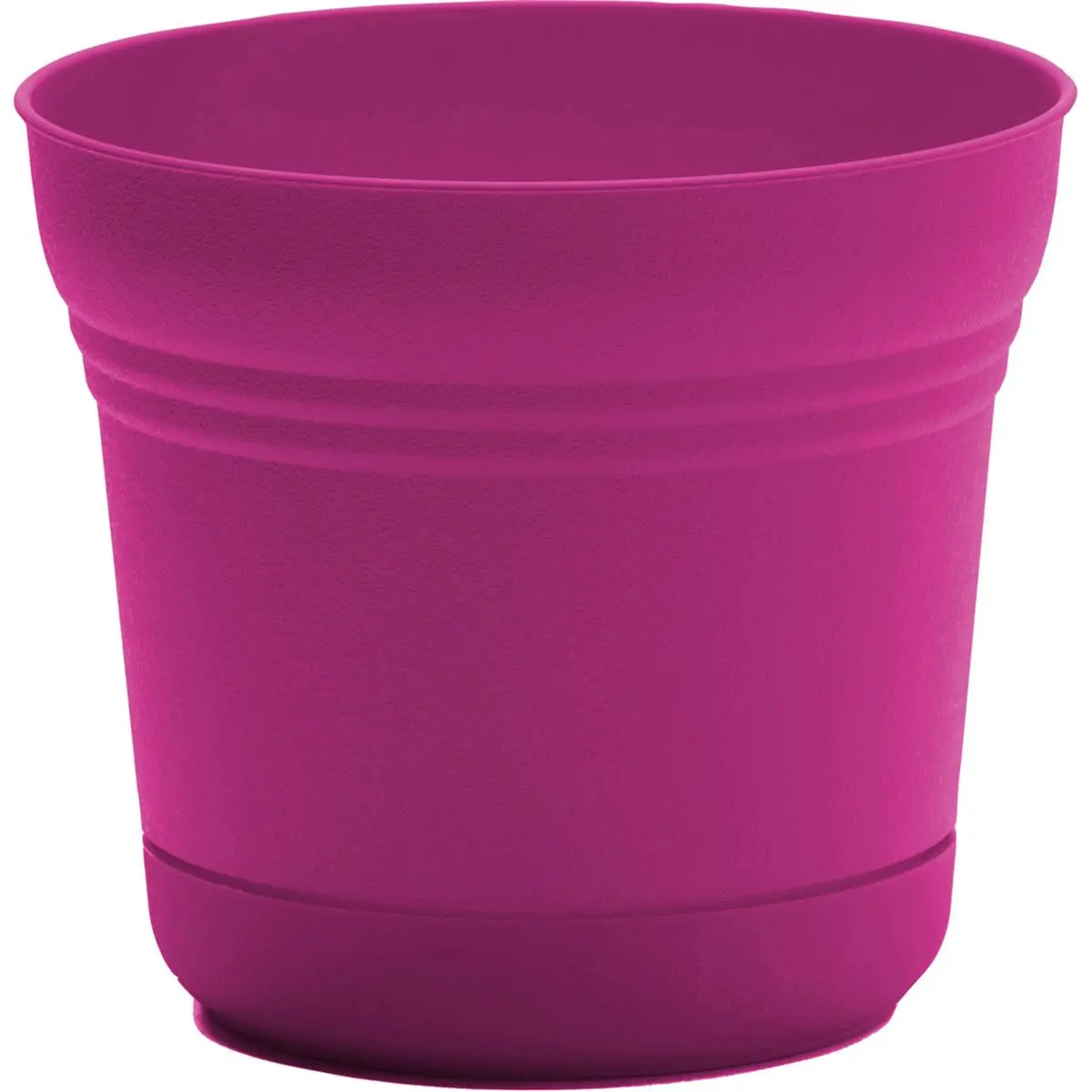 Bloem Saturn Flower Pots & Planters - 10 in. Fuchsia (Case of 6) with Drainage Holes, Natural Textures for Balcony Decor, Container Gardening Use