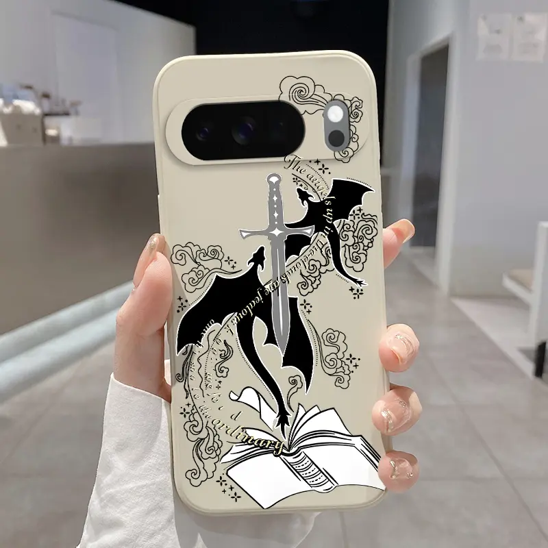 Rounded Edge Phone Case for Google Pixel 10 9 XL 8 7 Pro A Sword Saga Pattern Anti-Scratch Shockproof Soft Liquid Silicone Protective Cover Smartphone Casing