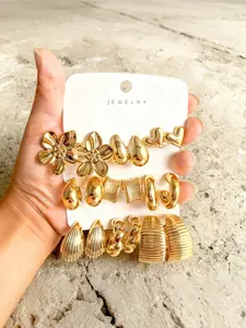 9 Pairs  Women's Fashion Floral Earrings Set, Vintage Style Ear Studs, Elegant Ccb Design Jewelry Accessories for All Seasons