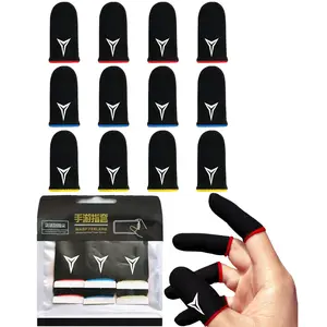 12 Pcs Mobile Phone Gaming Finger Sleeves Flexible Breathable Conductive Fiber Anti-Sweat Smooth Feel Touchscreen Compatible Cover