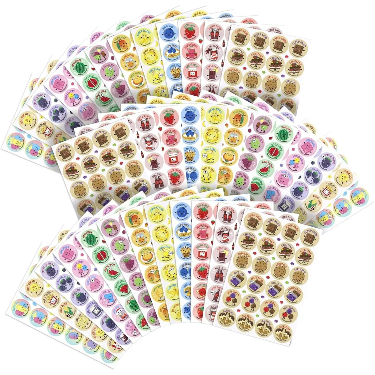 Scratch and Sniff Stickers, 864 Pieces Fruits and Foods Smelly Stickers, 12 Different Scents, 36 Sheets, Reward Motivate Stickers for Kids, Teachers, Parents,