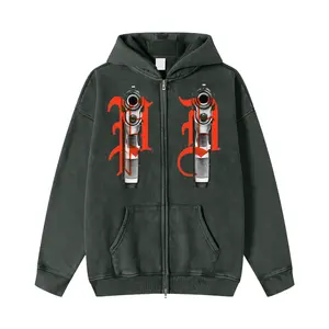 Phantom Detro1t Hoodie for Men - Vintage Style, Stone Wash, Long Sleeve, Regular Fit, Loose, Autumn/Fall, Winter - Menswear