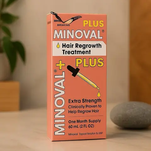 Minoval Plus Hair Regrowth Treatment Extra Strength Clinically Proven to Help Regrow Hair One Month Supply 60ml
