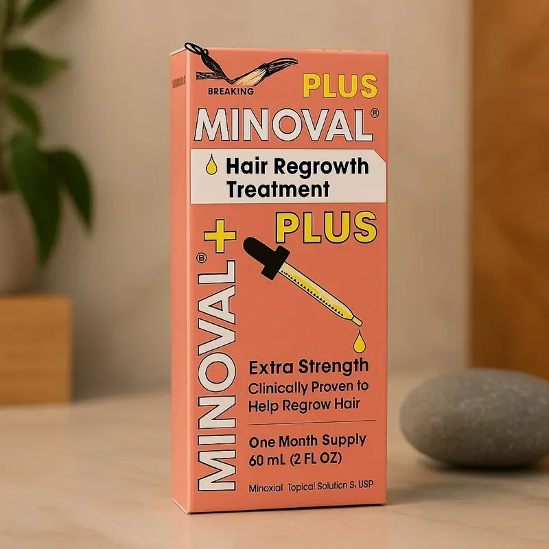 Minoval Plus Hair Regrowth Treatment Extra Strength Clinically Proven to Help Regrow Hair One Month Supply 60ml