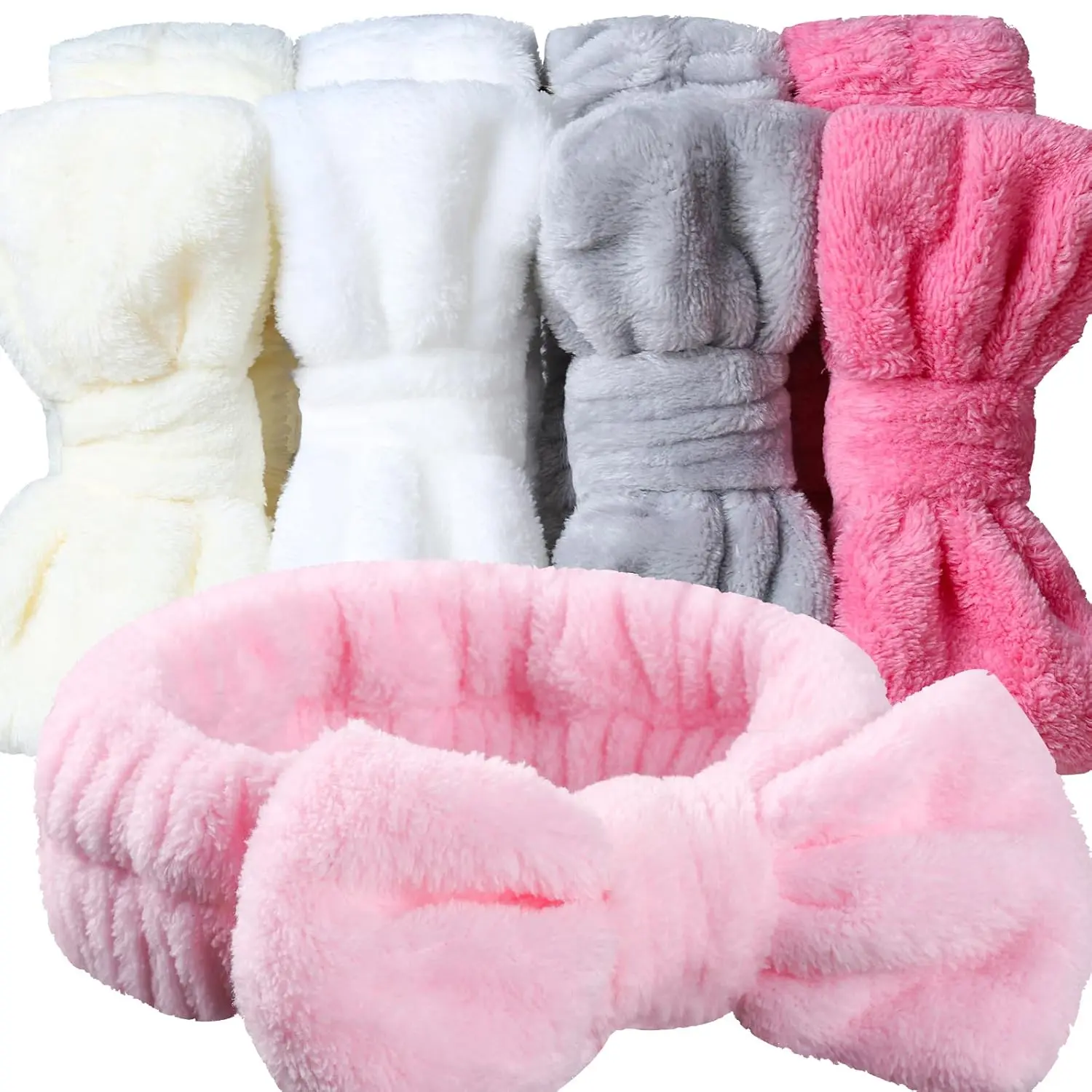 5 Pack Spa Headband for Washing Face, Girls Makeup Headband, Bow Tie Hair Band, Microfiber Women Skincare Headbands for Cosmestic Facial Sports Yoga