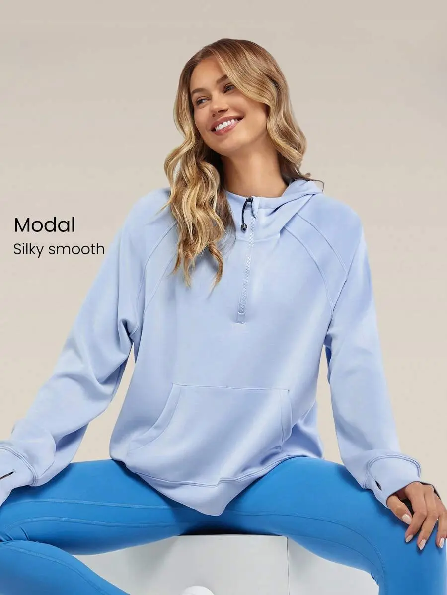 GLOWMODE Modal Silk Touch Oversized Long Sleeve Half-Zip Sweatshirt Valentine's Day