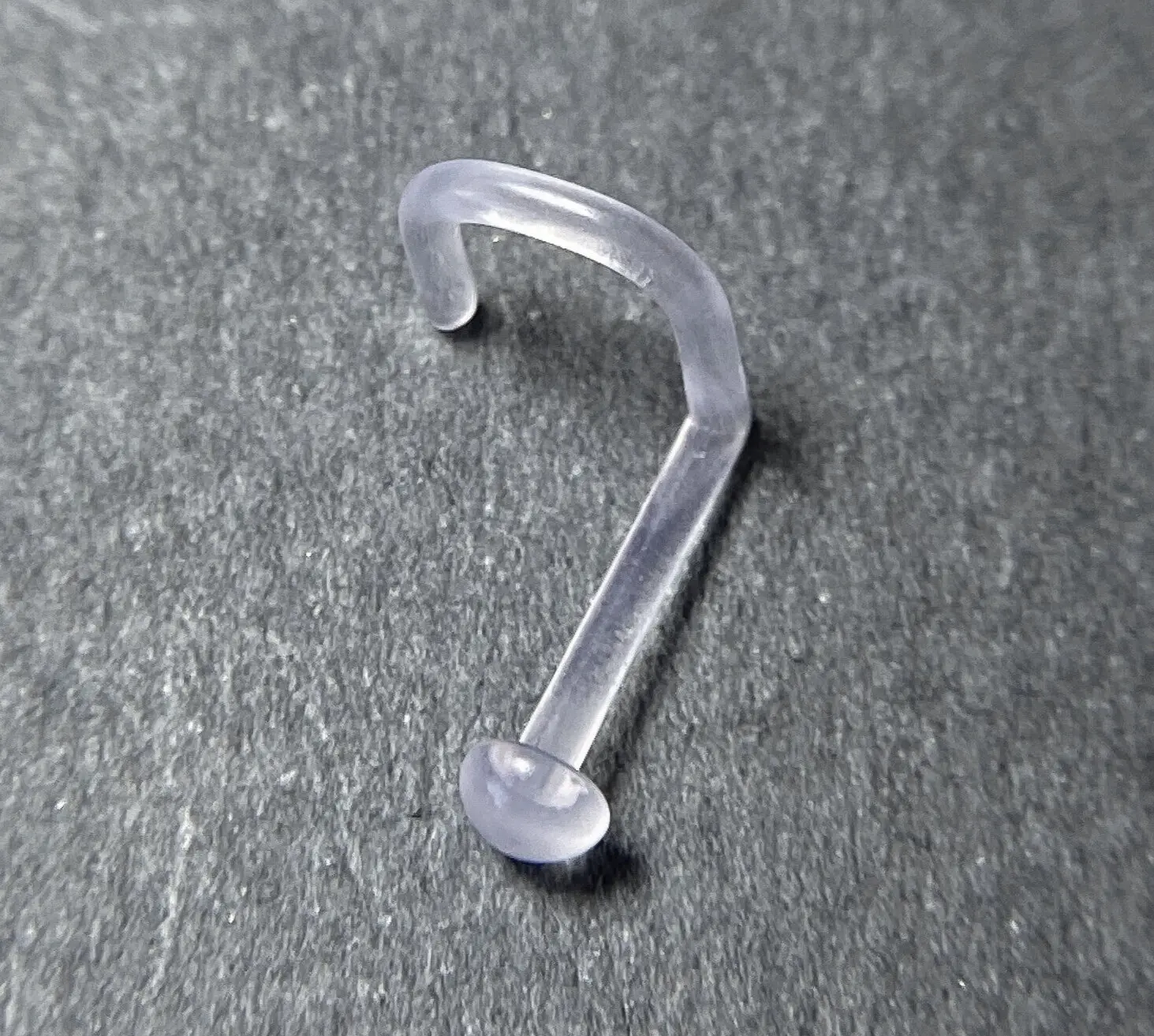 1pc Dome Top Bioflex Nose Ring Retainer Screw Clear 18g NO METAL