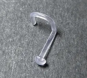 1pc Dome Top Bioflex Nose Ring Retainer Screw Clear 18g NO METAL