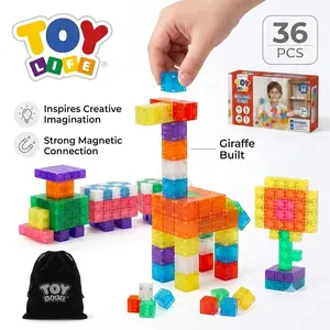 TOY LIFE 36PCS Transparent Colored Magnetic Blocks for Kids Ages 3-8, Screen-Free STEM Educational Building Toys for Toddlers, Open-Ended Magnet Construction Toy Set, Kids Building Blocks, Toddler Building Toys