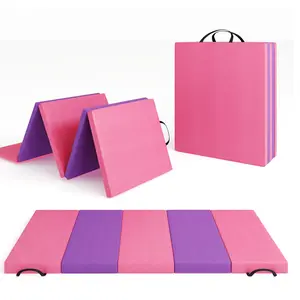 Folding Gymnastics Mat, Portable Exercise Floor Tumbling Mat with Carrying Handle, High Density Workout Pad for Pilates, Aerobics and Yoga, Five-Fold