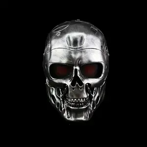 Industrial Metallic Resin Masks - Ancient Silvery, Glowing Eyes, Abs Design, Adult Size, Comfortable Fit Fashion Accessory Props for Cosplay Wear, Halloween, Party - Dress-Up, Mechanical Skeletons Accessories