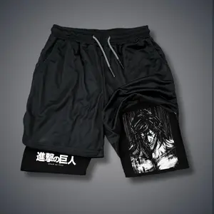 Anime Double-Layer Sports Shorts Graphic Shorts Black Shorts Camo Shorts Streetwear Shorts Men Outfits Men Short Shorts Vacation Outfits Shorts