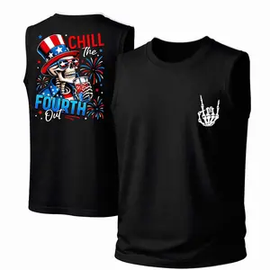 Men's Cotton Sleeveless Tank Top - "Skeleton Hand Gesture Skull" — Punk Printed Style. This Is A Casual Item Suitable For Both Men And Women, Especially Perfect For Spring And Summer; The Cool Print And Classic Crew Neck Cut
