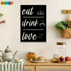 1pc Eat Drink Love Metal Wall Art, Eat Drink Love wall Scupltures Mural, Artistic Wall Sign, Intricate Craftsmanship, Perfect for Anniversary, Housewarming Decor, Perfect for Kitchen Bar Living Room Decor, Ideal Gift for Home Entertaining Enthusiasts.