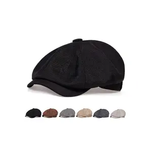 Men’s Vintage Peaky Blinders Newsboy Cap – British Style Octagonal Flat Cap, Breathable Baker Boy Cabbie Hat, Trending Old Money Aesthetic Fashion Accessory