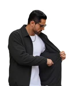 Spring/Summer 2026 Men’s Young Adult Jacket, 3D Cutout Heavyweight Workwear Shirt Style, Solid Color Casual Fashion Outerwear, Plus Size Dopamine Jacket WBF7505