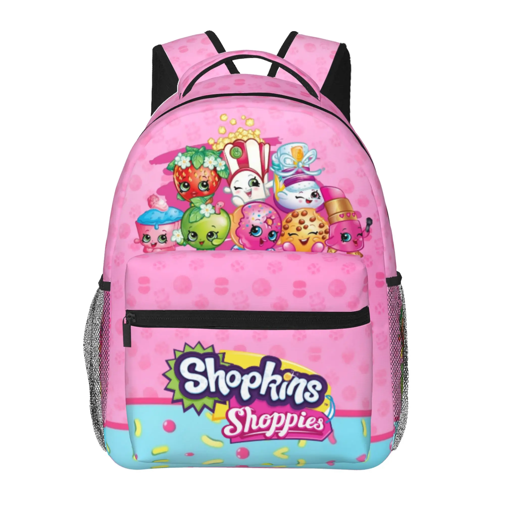 Shopkins Themed Backpack Cute Character School Bookbag with Padded Shoulder Straps Durable Daypack for Back‑to‑School & Daily Travel, Gift for Girls