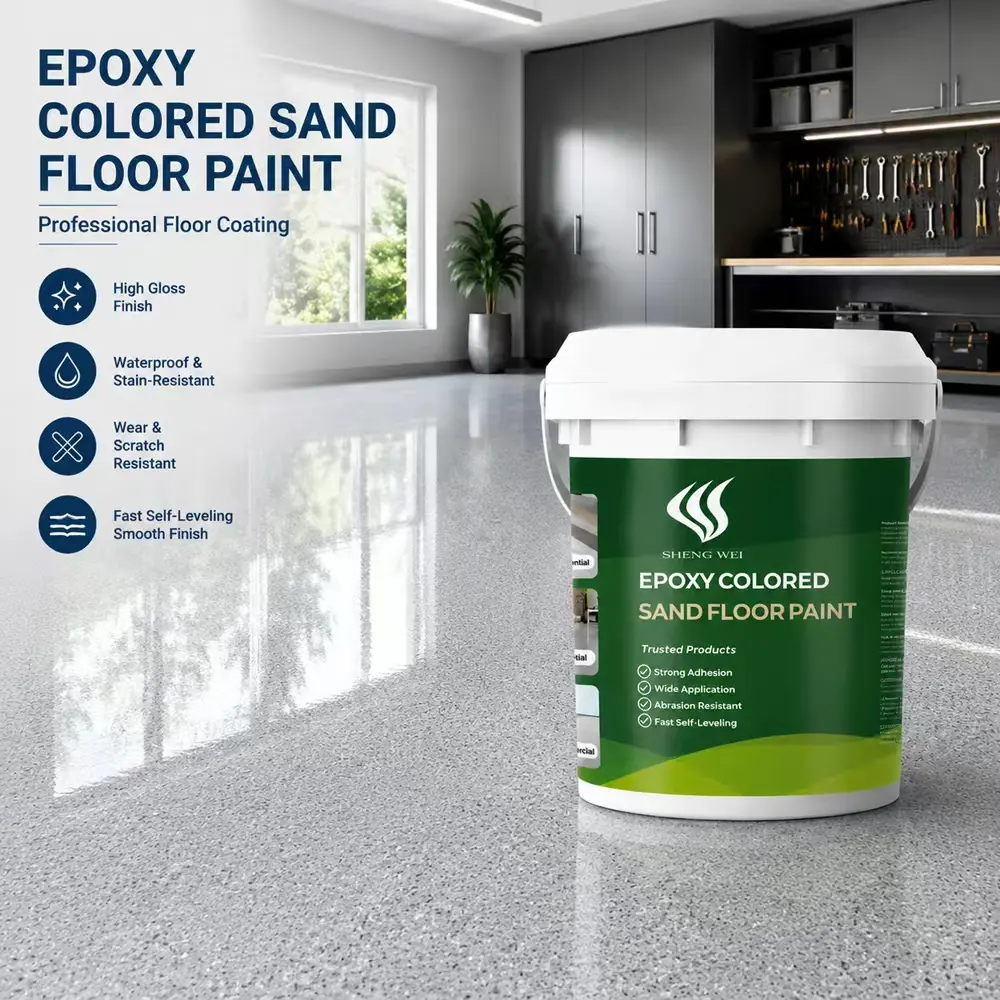 Epoxy Colored Sand Floor Coating Kit, Decorative Stone Finish Floor Paint for Concrete & Tile, Waterproof Seamless Floor Coating, Wear-Resistant DIY Garage Floor Paint, Non-Slip Indoor & Outdoor Flooring for Garage,, Basement, Workshop & Home Renovation