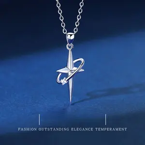 Fashion Necklace - Men's Star-Crossed Cold-Wind Pendant with Artificial Gemstone, Trendy Personality Sweater Chain, Guard Star Couple Jewelry Accessory