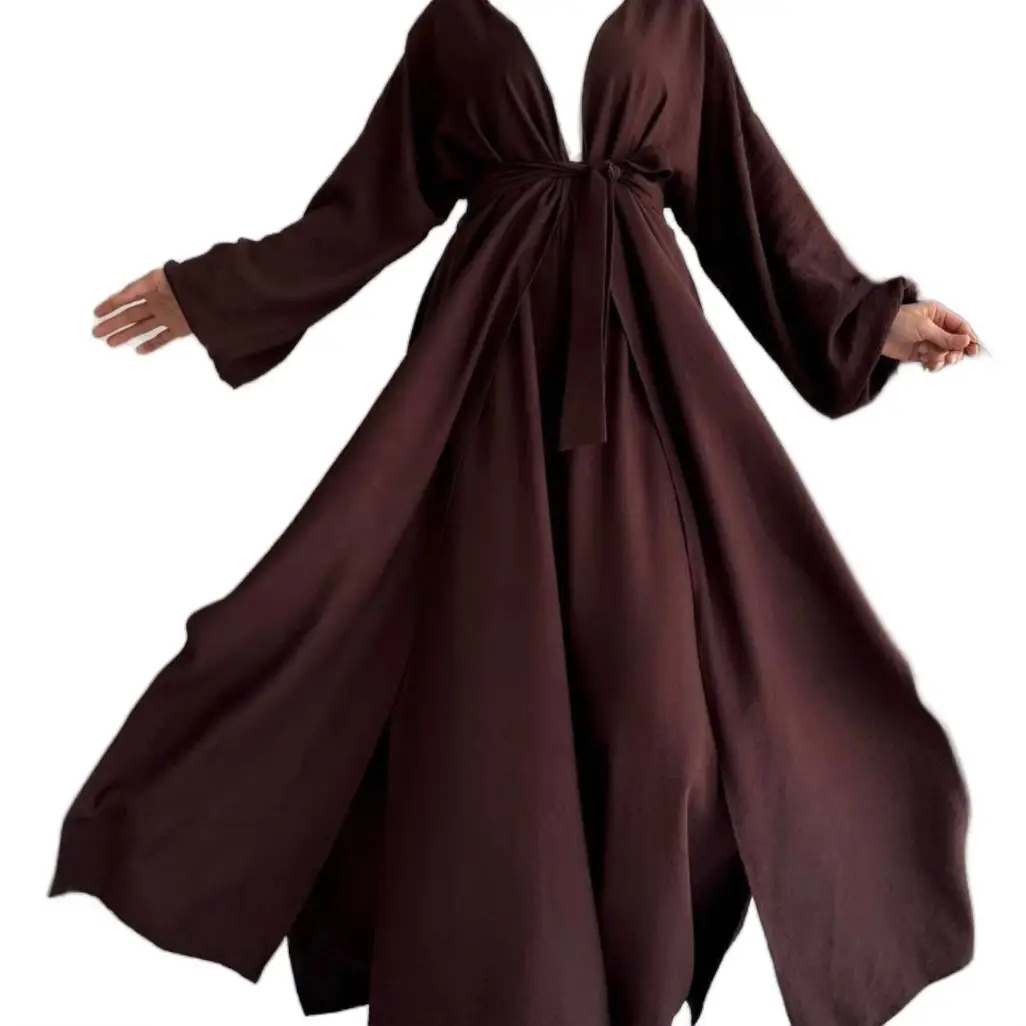 Long Brown Abaya with Pants - Comfortable Fabric, Versatile Design, Ideal for Various Occasions, Durable and Versatile Wear