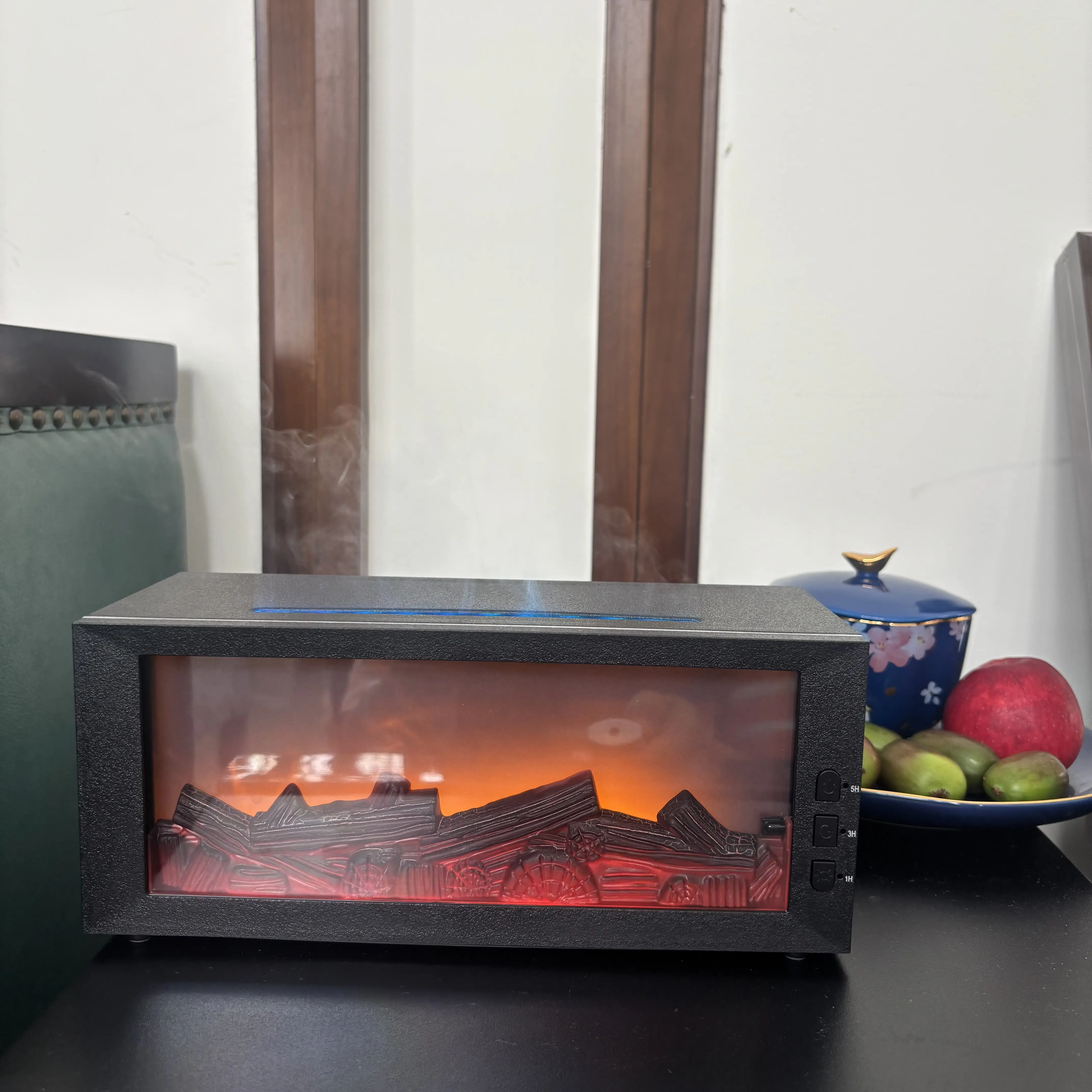 300ml USB Cool Mist Aroma Diffuser - LED Colorful Flame, Remote Control, Filterless, Quiet Herbal Essential with Tea Tree Orange Lavender Essential Oils,Oil Humidifier for Home Bedroom Decor