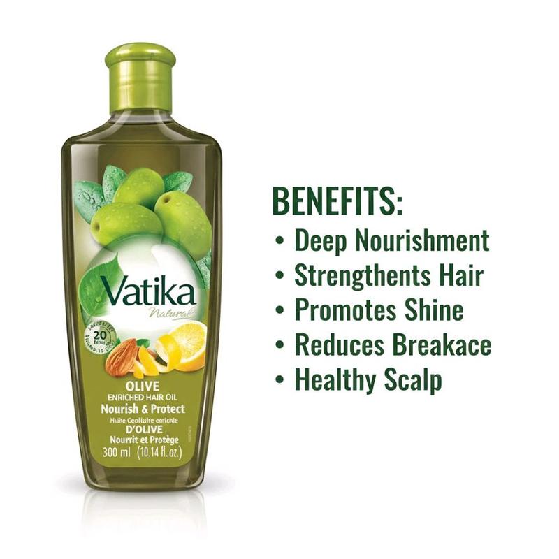 Dabur Vatika Olive Enriched Hair Oil 300ml Pack of 2 - Nourishing Indian Oil for Women & Men - Natural, Moisturize Conditioner Gentle  Aceite Capilar Dabur Olive: nutritivo