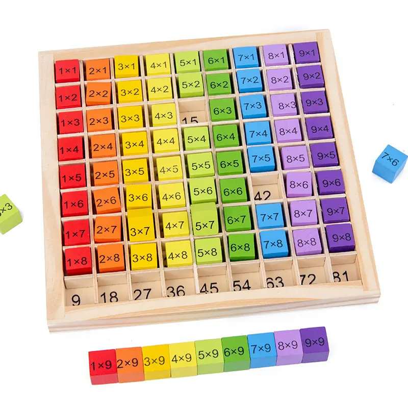 Montessori Learning Educational Toys Math Games 99 Multiplication Table Math Arithmetic Teaching Aid Math Learning Tools Preschool Wooden Toys For Children Math Learning Blocks