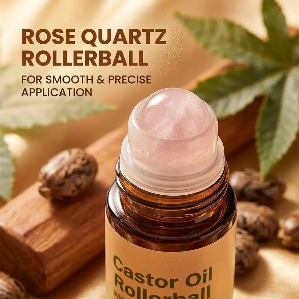 Organic Castor Oil Roller-On, Portable Body Massage Oil for Daily Skin Care