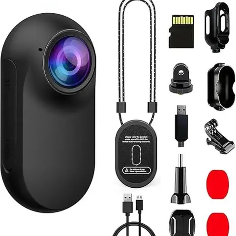 Mini Body Camera with Memory Card, POV Camera with Magnetic Pendant, Wearable Body Cameras with Audio and Video Recording, Action Camera for Sports, Hiking, Fishing, Vlogging